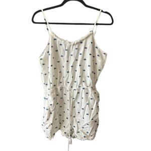 AERIE Off-White Fringed Romper W/Pockets, Adjustable Straps, & Drawstring Size M